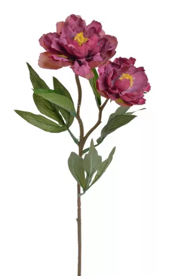 Umelý kvet Pivónia, fialový, 2 ks na stonke, 54 cm